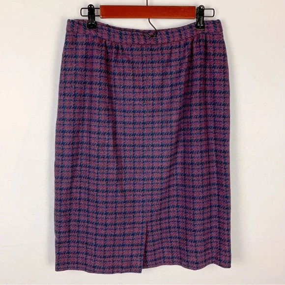 Vintage Pendleton Purple Plaid Classic Wool Skirt - Picture 2 of 5